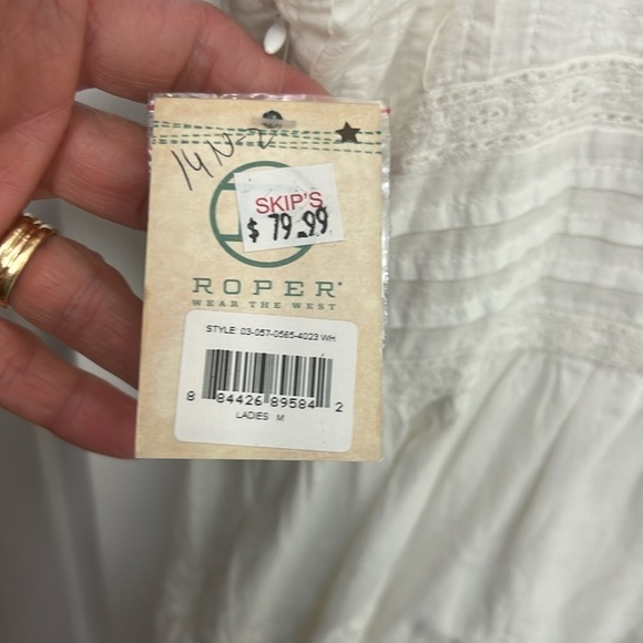 8. Roper white cotton spaghetti strap dress Sz M side zipper, adjustable straps - Picture 10 of 10